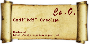 Csákó Orsolya névjegykártya